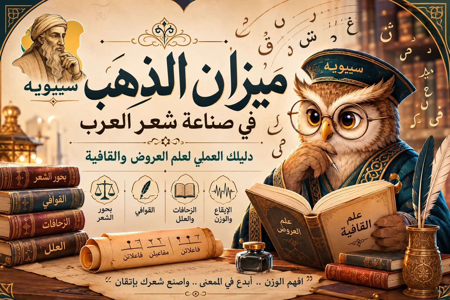 ميزان الذهب في صناعة شعر العرب: دليلك العملي لعلم العروض والقافية